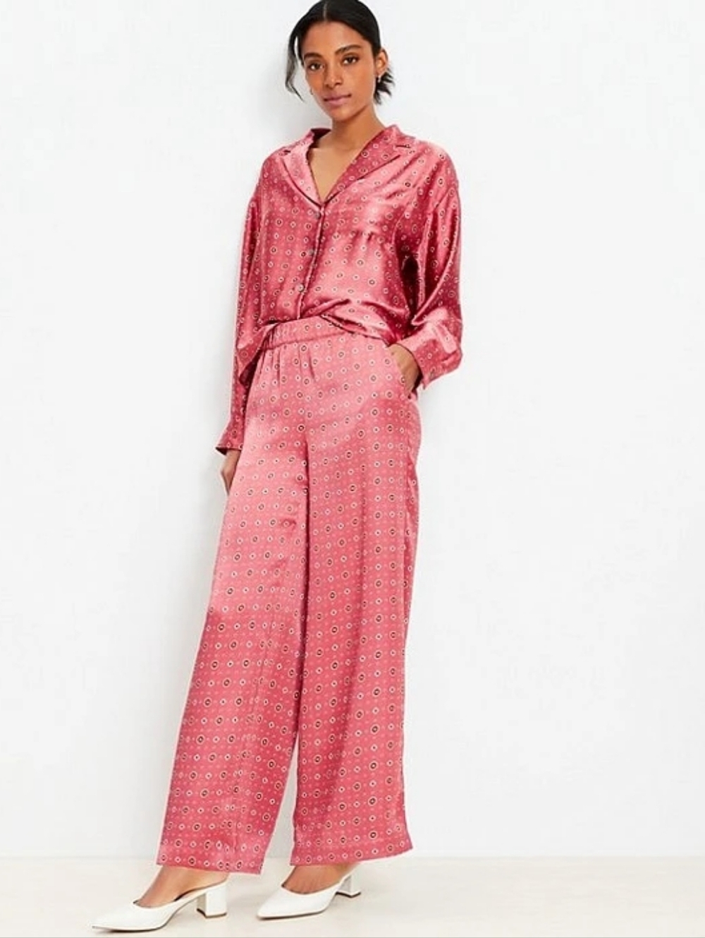 Loft Fluid Wide Leg Satin Pants